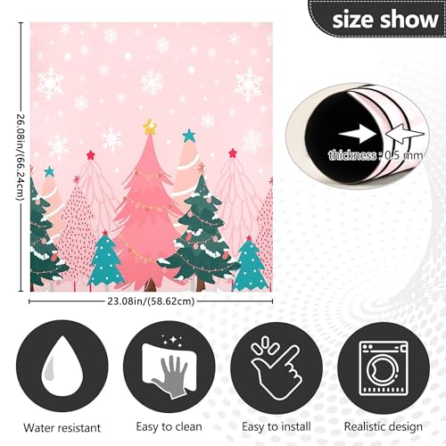 Christmas Tree Pink Dishwasher Stickers Magnetic Cover Winter Snowflake Xmas Kitchen Fridge Magnet Covers Decals Home Decorations Vinyl Sticker Reusable 23W x 26H inches by Wamika - Image 3
