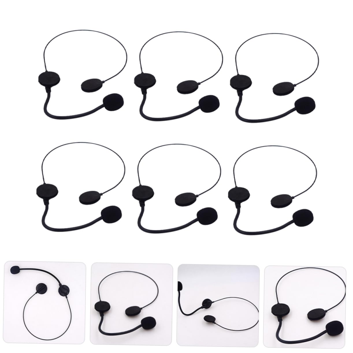 VANZACK Fake Headset Headphones 6pcs Toy Microphone for Cosplay Costumes Stage Props Black