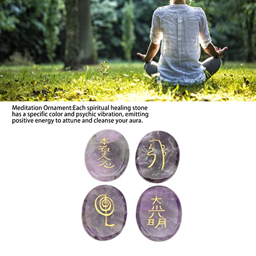 4 sztuki Symbole Reiki Kamień Naturalne kryształy uzdrawiające Reiki Grawerowane symbole Reiki Kamienie Medycyna alternatywna Kryształy lecznicze (ametyst)