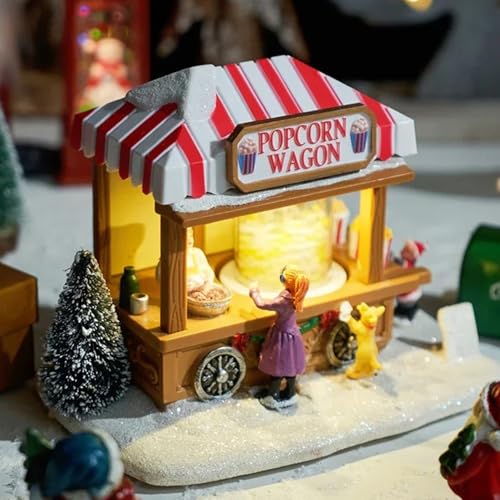 Wagon de Pop-Corn Miniature Illuminé pour Décoration de Table Hivernale - 3