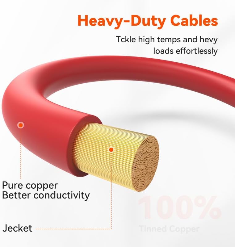 RICH SOLAR 4 Gauge 4AWG One Pair 6 Feet Red + 6 Feet Black Inverter Battery Cable 5/16-Inch Lugs for Solar RV Marine Motorcycle Car (6FT 4AWG)