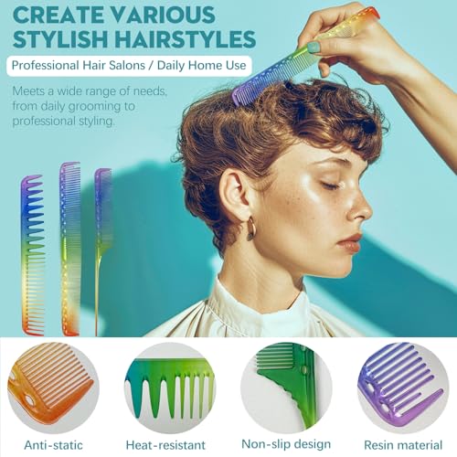 Set de 3 Peines Multicolor para Estilismo y Peinado miniatura 2