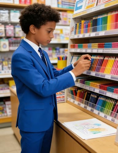 Boys Suit for Kids Teens Boy 5 Piece Tuxedo Suit Set, Royal Blue, Size 16 by Lycody - Used condition - Image 8