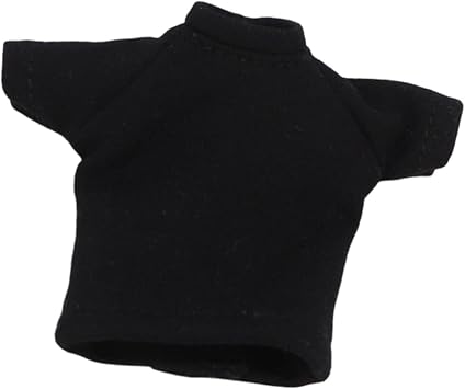 Miniature T-shirt for 1/12 Scale Action Figures, Costume Accessories, Doll Clothes for Men, Casual, Smooth Texture, Black