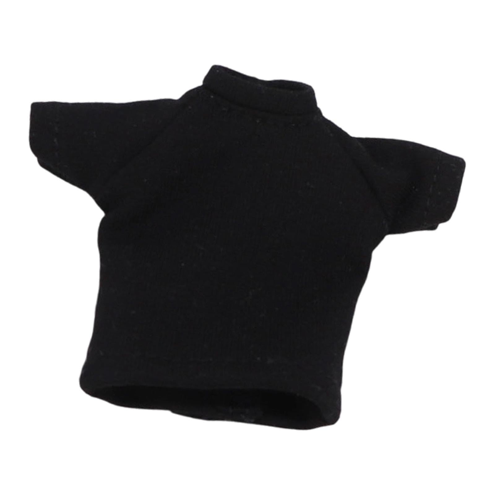 Chosertory Miniature T-shirt for 1/12 Scale Action Figures, Costume Accessories, Doll Clothes for Men, Casual, Smooth Texture, Black