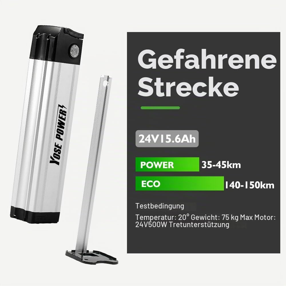 E-Bike Batterie 24V 15,6Ah Li-ion Akku Sitzrohrbatterie inklusive Ladegerät kompatibel mit Ruhrwerk, Tchibo, PortaPower