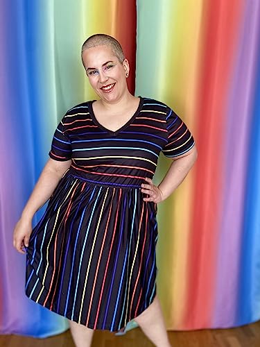 CARCOS Plus Size Dresses for Curvy Women V Neck Short Sleeve Dresses Floral/Striped Summer Boho Dresses with Pocket XL-5XL4