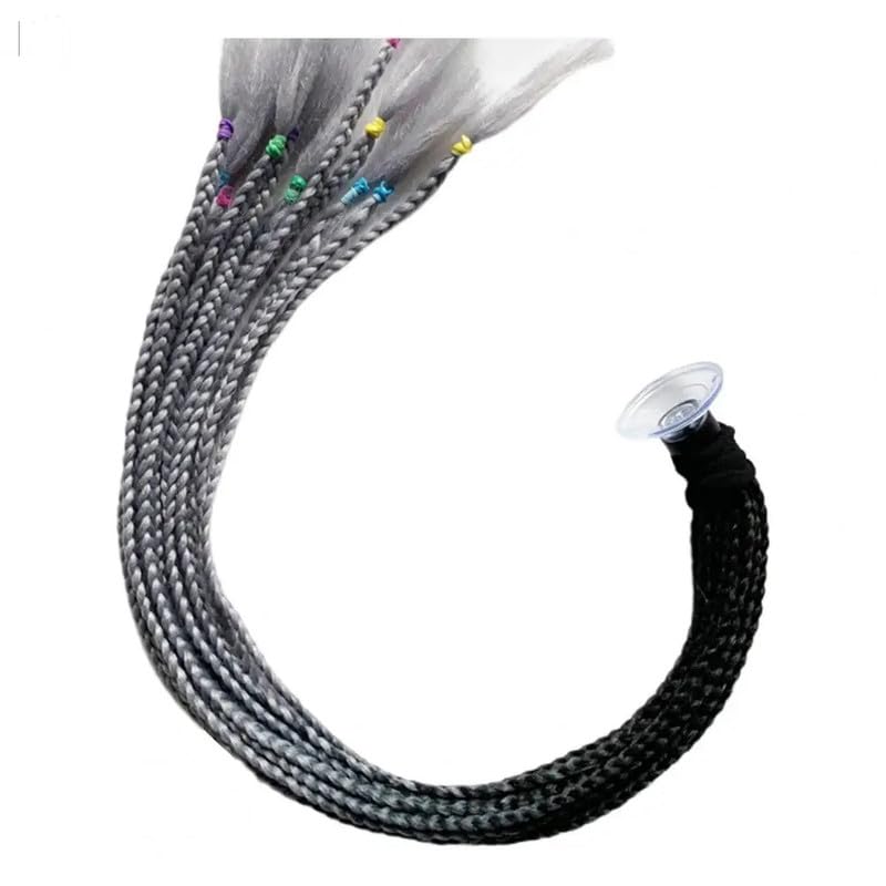 Image of Motorcycle Helmet Hair Braid Ponytail Tails For any Helmets, Grey