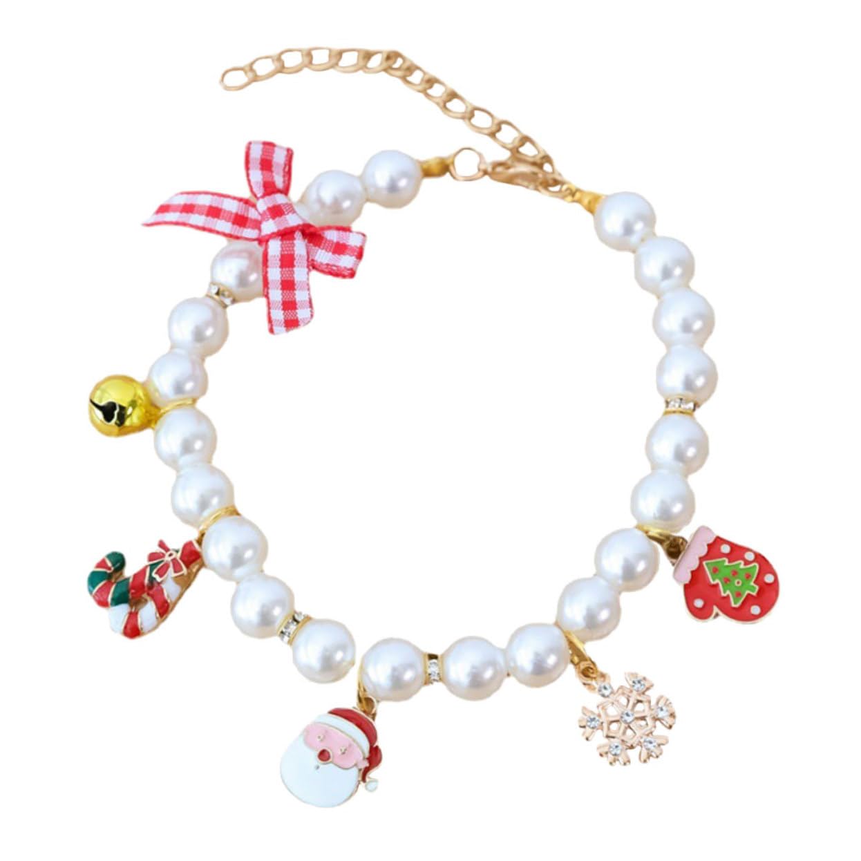Collier de chiot résistant avec cloches et accessoire décoratif de Noël rose pour chat