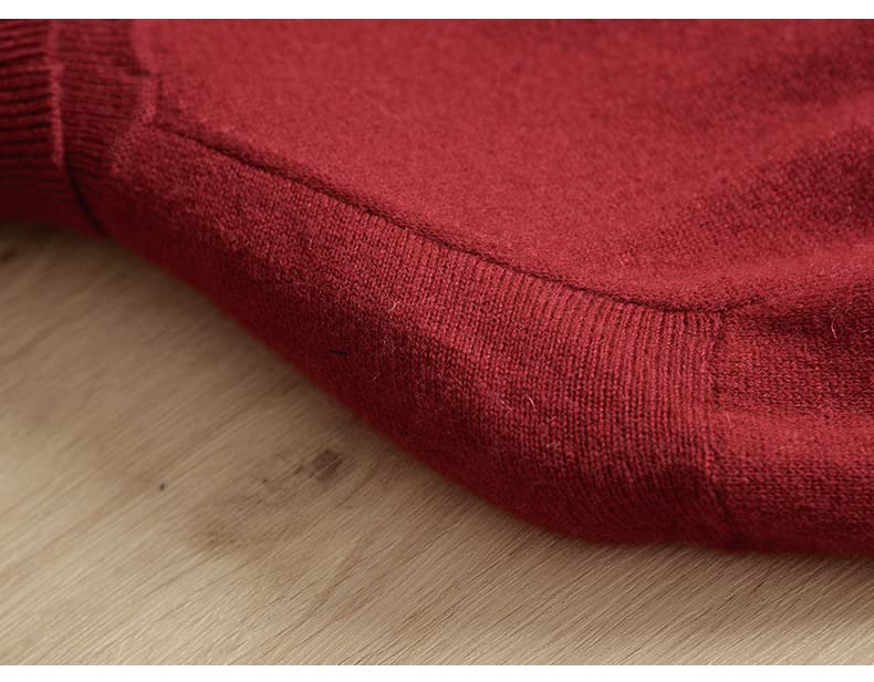 Alloaone Men 100% Solid Middle-Aged Thick Cashmere Half-High Round Neck Cashmere Sweater3