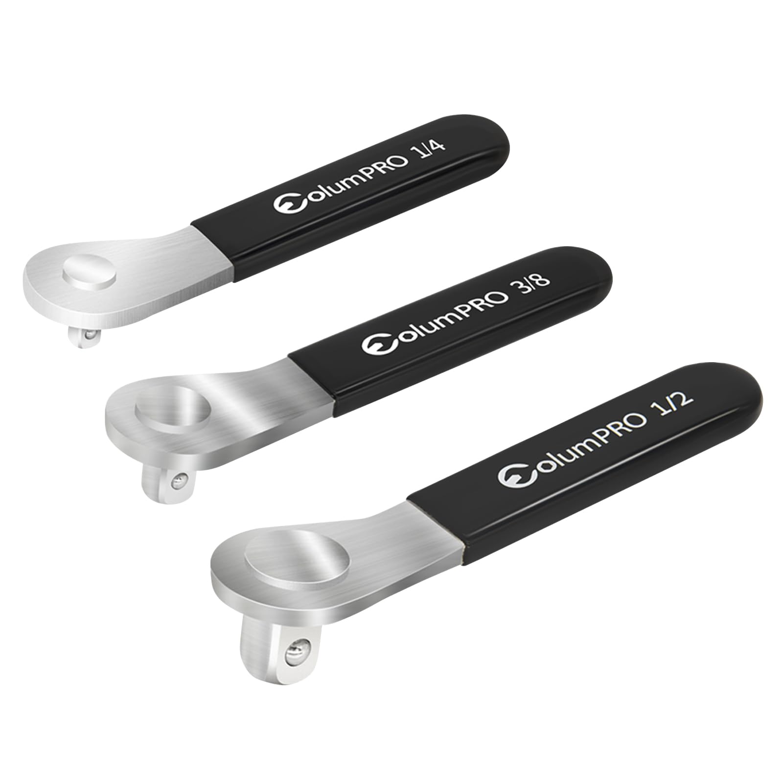 3PCS Low Profile Socket Lever, 1/4”, 3/8” and 1/2” Drive Breaker Bar, Extra Low Profile Stubby Wrenches Set, Non-Ratcheting, Great for Boats, RV, Off Road Vehicle