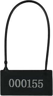 LeadSeals 100 PCS Numbered Plastic Security Padlock Seals Disposable Tamper Evident Seals Writable Luggage Padlock Locking Tags for Suitcase Backpack Cloth (Black)