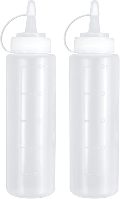 Squeeze Bottle for Oil 8Oz Plastic Condiment Bottles No Leak Sauce Squeeze Bottle Reusable for Home Restaurant Squeeze Olive Oil BBQ Syrup Sauce Dressings and Workshop Storage BPA Free