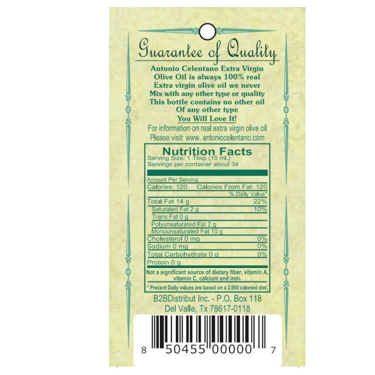 Antonio Celentano Aceite de Oliva Virgen Extra 500 ml miniatura 2