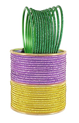 Image of NMII Stylish Multi colour Metal Bangles set for women and Girls with Zari and Cutting Design | Fancy Multicolour Bangles for women | Metal Chudi Set For Women | Women's Bangles