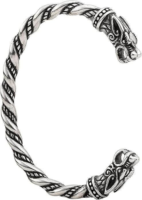 Hanary Stainless Steel Viking Twisted Cuff Bracelet Viking Arm Ring for Men Norse Jewelry Gift for Men