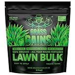 Grass Gains - Lawn Feed Weed and Moss Killer, Organic Grass Fertiliser, Pet Friendly Weed and Feed Treatment, Non Scorch Formula for Spring Summer Autumn Use, Covers 100m² Black Edition