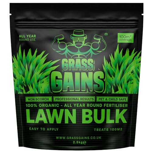 Grass Gains Black Edition Autumn Lawn feed,Organic Lawn fertiliser, Perfect Autumn/Winter feed, Covers 100m2, Non scorch, Child & Pet Friendly. Will give amazing results over the autumn/winter months
