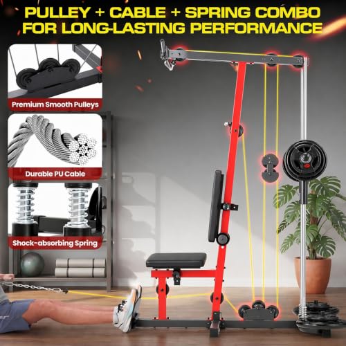 Image of OPPSDECOR Home Gym, Workout Station with High /Low Pulley System, Multifunctional Home Gym Equipment, Exercise Equipment for Full Body Strength Training, Weight Machine with PEC Fly & Chest Press
