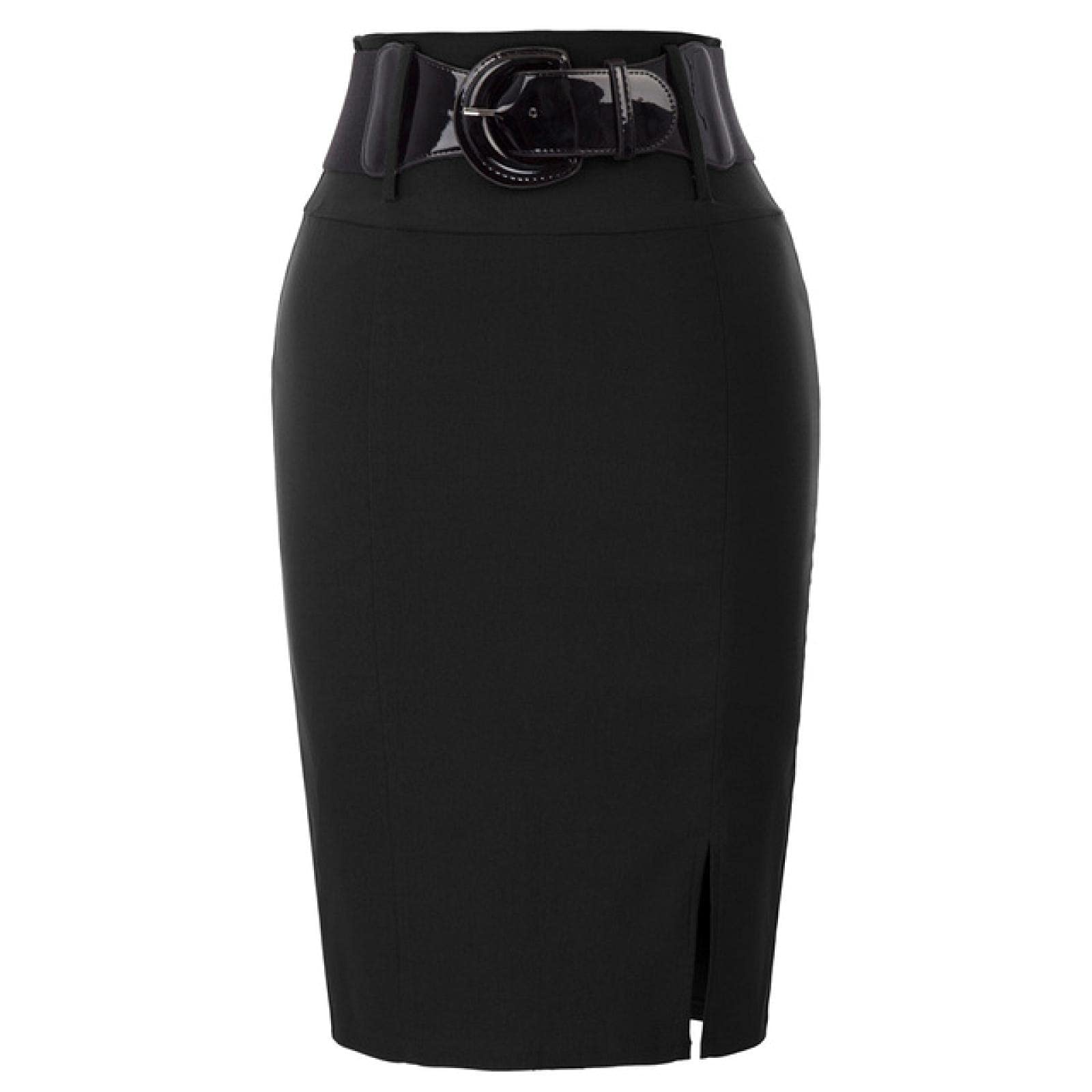 WQZYY&ASDCD Falda De Tubo Falda Mujer Color Sólido Cinturón De Cintura Alta Decorado Caderas Envueltas Bodycon Vaina Falda Lápiz Faldas Divididas De Moda