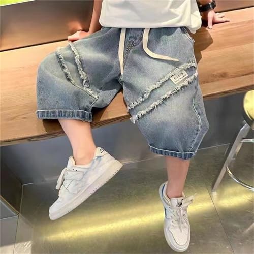Short jean ample garçon de 4 à 12 ans confortable et élastique coupe moyenne - 5