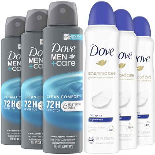 Dove Deodorant Spray Men+Care + Dove Advanced Care Deodorant for Women - Dry Spray Deodorant Antiperspirant for Men