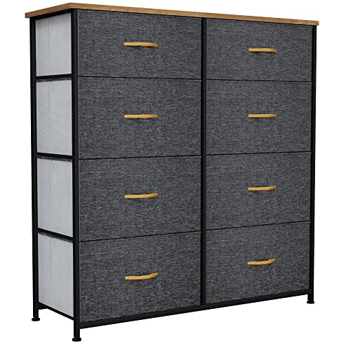 YITAHOME Dresser for Bedroom, Tall Dresser with 8 Drawers, Storage Tower with Fabric Bins, Chest of Drawers for Closet & Living Room - Sturdy Steel Frame, Wooden Top (Dark Grey) YITAHOME Dresser for Bedroom, Tall Dresser with 8 Drawers, Storage Tower with Fabric Bins, Chest of Drawers for Closet & Living Room - Sturdy Steel Frame, Wooden Top (Dark Grey)