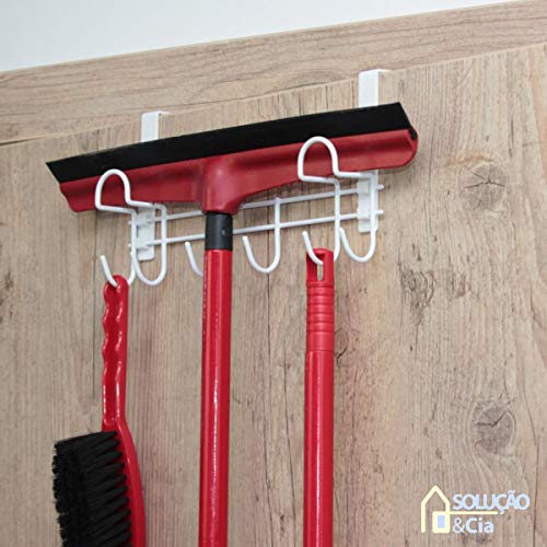 Suporte Organizador de Vassouras E Rodo Branco