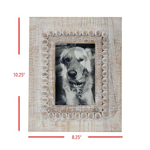 Foreside Home & Garden White Antique 4 X 6 Inch Bead Decorative Wood Picture Frame #TOP6