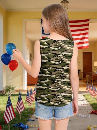 Image of CAZYCHILD Girls American Flag Tank Tops Boys 4th of July Shirts USA Summer Sleeveless Tee Independence Day Outfit 5-14y