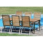 ALEOS Gartengarnitur Teak & Edelstahl mit Ausziehtisch
