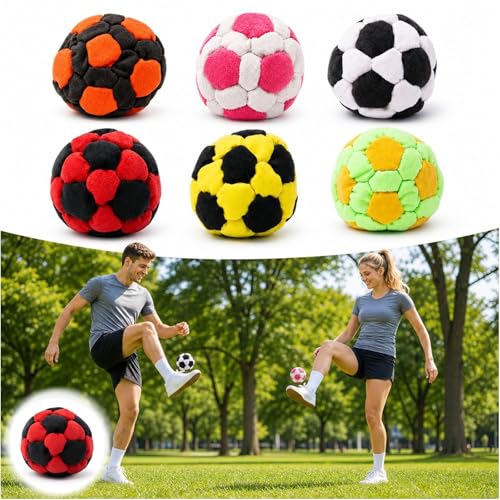 Hand-Made Footbags Sack Ball, Soccer Shaped World Footbag, Sand-Filled Footbags Dirtbag Sacks, Juggling Sack Balls for Beginners & Outdoor Game