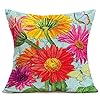 Smilyard Oil Painting Daisy Flower Throw Pillow Cover Outdoor Spring Watercolor Floral with Butterfly Farmhouse Throw Cushion Cover Cotton Linen Home Sofa Couch Pillow Cases Chuju 16×16