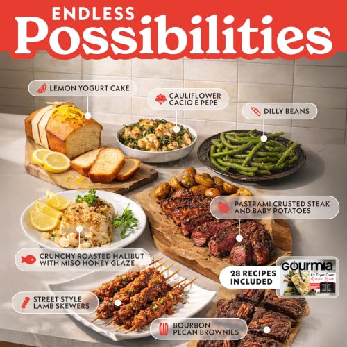 Gourmia French Door Air Fryer Toaster Oven – 6-Slice Capacity, FryForce 360°, Digital Display with 17 Cooking Presets, Black - Image 6