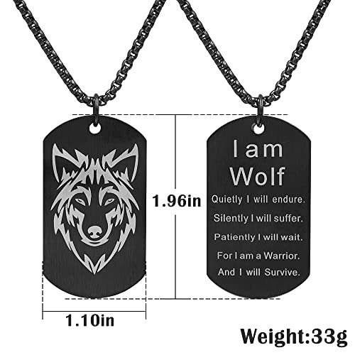 TURTLEDOVE Wolf Necklace Stainless Steel - I am Wolf Fans of Dog Tag Jewelry - Norse Fenrir Pendant of Nordic Scandinavian Amulet2