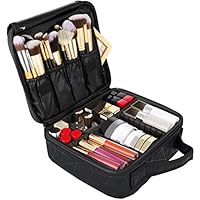 House of Quirk Makeup Cosmetic Storage Case with Adjustable Compartment (Black Diamond)