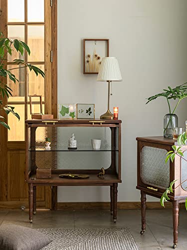 Walnut And Glass Display Cabinet, Mid Century End Table, Modern Walnut Cabinets (Solid American Black Walnut, 80X40X86 Cm_31.5X15.75X33.86 Inch) #TOP4