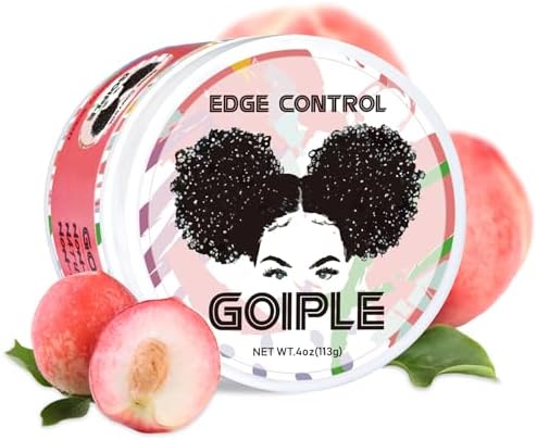 Goiple Edge Control Wax for Women Strong Hold Non-greasy Edge Control Smoother Edge Wax, Edge Wax Styling Gel Edge Control for Black Hair No Flaking, White Residue, Shine and Smooth 4oz (Sweet Peach)