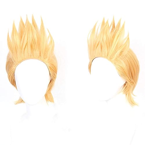 XiongXiongLe Peluca de Halloween, cosplay, anime, My Hero Academia, Mirio Togata Cos, juego de rol, pelucas sintéticas cortas de cabello amarillo