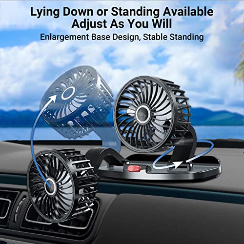 Qidoe Usb Fan For Car, 360°Adjustable Dual Head Cooling Air Car Fan With Variable Speed, Portable Vehicle Fan With Strong Wind, Micro Usb Mini Fan For Dashboard Suv Rv Truck Sedan Home Office Desktop #TOP2