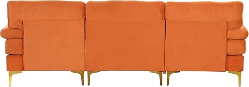 Miniatura 97 de Sofá modular moderno en forma de L, con diván extra ancho y patas doradas Gris,Negro -,Verde,Naranja,Gris oscuro,marino,Púrpura