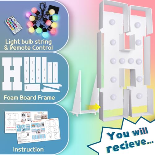 Image of Imprsv Colorful Marquee Letters 4 Feet Tall, Large Light up Letters H | RGB with Remote, Birthday Party Decorations Anniversary Wedding Decorations Assembly Required 26 Pcs Accessory Set