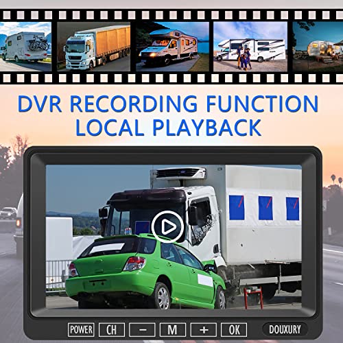Image of Wireless Backup Camera for RV Truck Trailer Camper Bus 5th Wheel 3 Rear /Side View Cameras 1080P 4-Split 7 inch Screen with Adapter for Furrion Pre-Wired Night Vision IP69 Waterproof 170 Wide View Angle