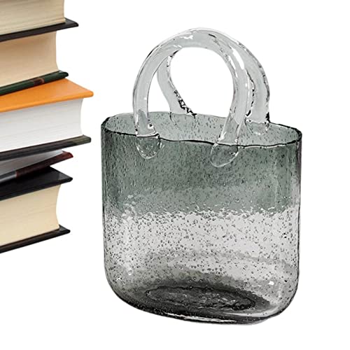 backlight Bolsa Vidrio,Jarrón Cristal Transparente con Forma Bolso, pecera con Burbuja | Jarrón Transparente para decoración, para arreglos Florales, Centro