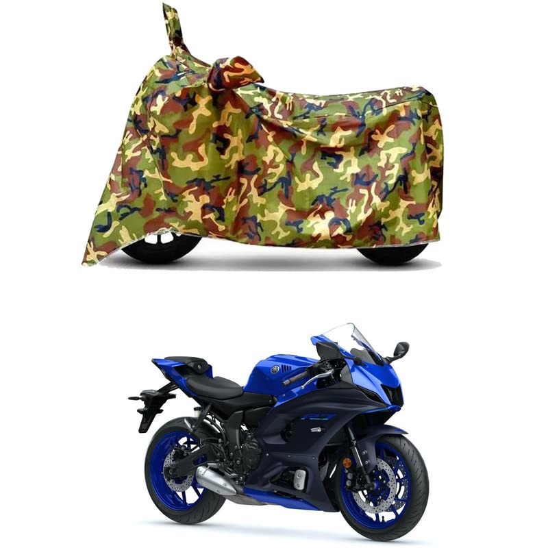 Image of Waterproof 100% PVC Coated Full Bike Scooty Two Wheeler Body Cover Compatible for Yamaha R7 /UV-Rays /Heat Protection /Birds Dropping /Scratchproof /Dust Proof /All Varients[6X6 Jungle Print]