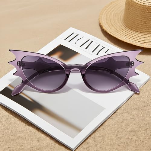 FEISEDY Women Men Cat Eye Sunglasses Bat Shades, Women's Funny Party Sunglasses for Halloween B91653