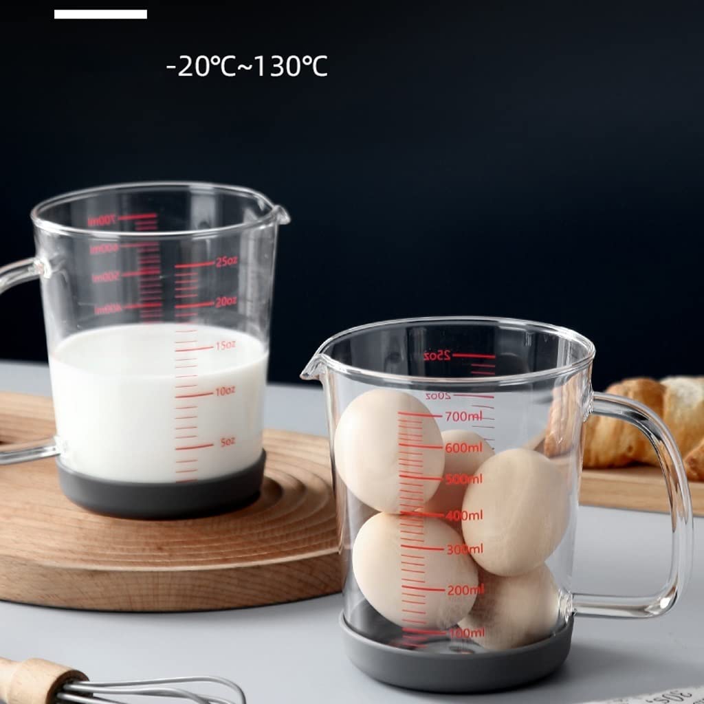 XMING Kuchenne szklane miarki ze skalą Food Grade odporne na wysokie temperatury narzędzia do pieczenia kubki z podziałką trzepaczka do jajek kubki