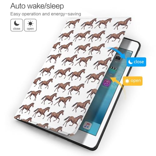 Coque iPad 10.2 compatible iPad 7 8 9e génération avec rabat folio imprimé animal équestre