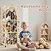 Stuffed Animal Storage Zoo Tower,56In Wooden Large Stuffed Animal Holder Organizer with Wheels,Stuffy Plushies Storage with Elastic Band&Mesh Bottom,Toy Storage Organizers for Playroom Bedroom Nursery