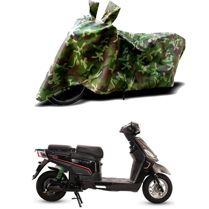 Image of 100% Water Resistant Bike Scooty Two Wheeler Body Cover Compatible for Hero Electric NYX HX /UV-Rays /Heat Protection /Birds Dropping /Scratchproof /Dust Proof /Waterproof /All Varient[Green MJ]